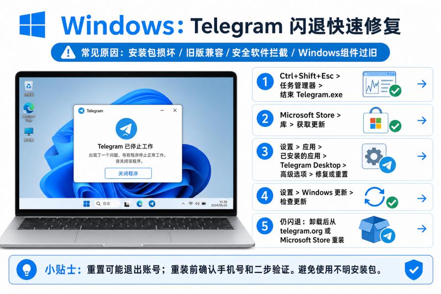电脑 Telegram 闪退和 tdata 排查
