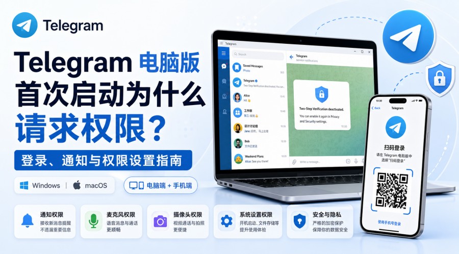 Telegram电报教程: Telegram 电脑版首次启动为什么请求权限?登录、通知与权限设置指南