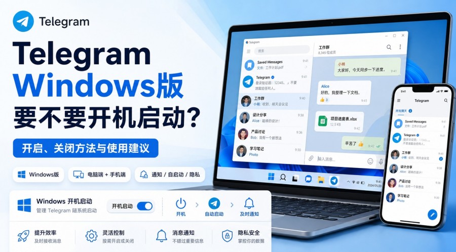 Telegram电报教程: Telegram Windows版要不要开机启动?开启、关闭方法与使用建议