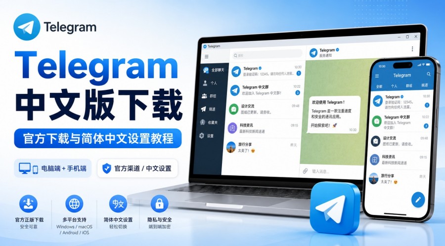 Telegram电报教程: Telegram 中文版怎么下载?官方下载、简体中文设置与安全辨别