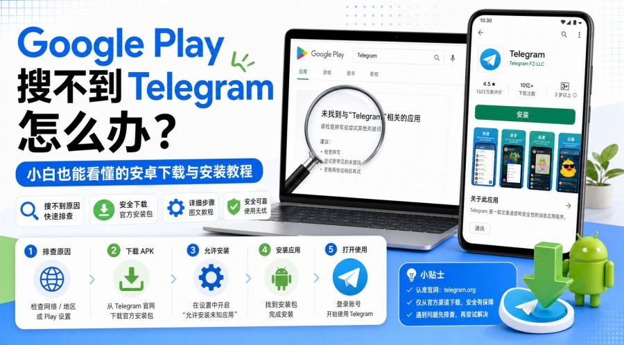 Telegram电报指南: Google Play 搜不到 Telegram 怎么办?安卓下载与安装排查教程